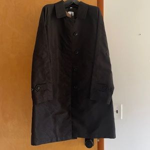 NWT black Burberry trench in subtle and sophisticated TB print
